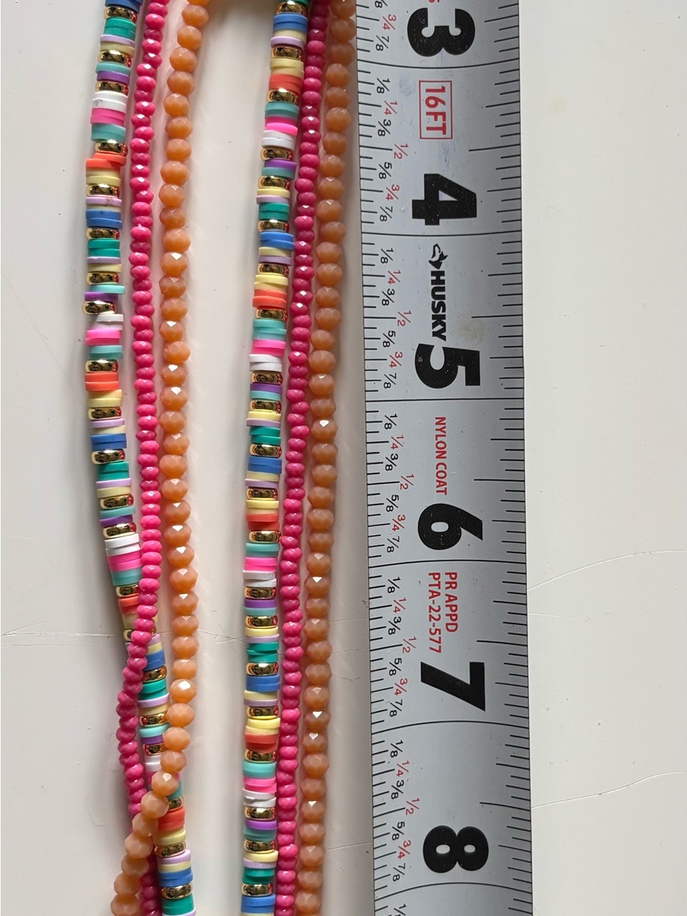 Colorful 3 Strand Beaded Necklace Rainbow Heishi Gold Tone Layered Boho Beach - Picture 5 of 5
